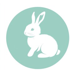 Fototapeta premium White rabbit sitting, pastel circle, spring background, Easter design (1)