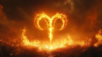 Fiery Aries Symbol in Glowing Elegance. Generative AI
