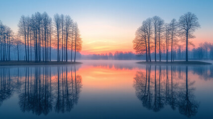 Fototapeta premium winter, sunrise, sunset, twilight, sky, clouds, natural scenery