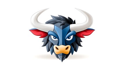 Naklejka premium Angry Bull Head Mascot Cartoon Bull Vector Illustration