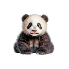 Obraz premium Adorable Baby Panda Cub Sitting on White Background