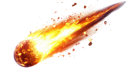 Bright Meteor falling isolated on white background 