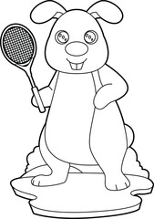Rabbit Tennis Tennis racket Animal Vector Graphic Art Illustration