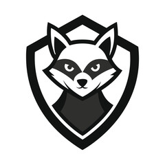 A sleek logo featuring a raccoon with a nomadic spirit, encased in a bold shield design, symbolizing adventure, resilience, and exploration. Perfect for any daring brand.