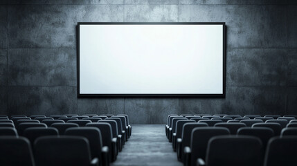Fototapeta premium large blank digital screen on massive LED wall in modern auditorium