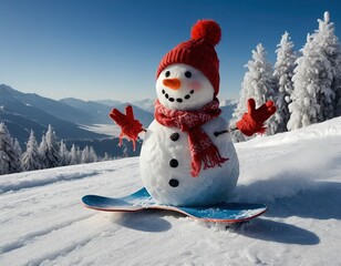 snowman on a snow