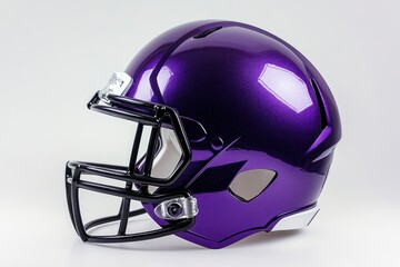 Fototapeta premium Helmet to practice American football in purple on a white background 