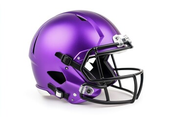 Naklejka premium Helmet to practice American football in purple on a white background 