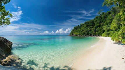 Fototapeta premium Tropical Paradise: Idyllic Beach Scene with Turquoise Waters