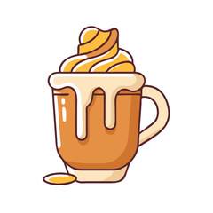 caramel drizzle on coffee vector icon, caramel drizzle on coffee vector illustration - simple illustration of caramel drizzle on coffee, perfect for logos and iconscaramel drizzle on coffee 
