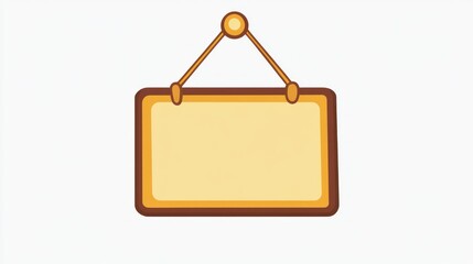 Blank wooden sign hanging, white background, announcement, mock-up