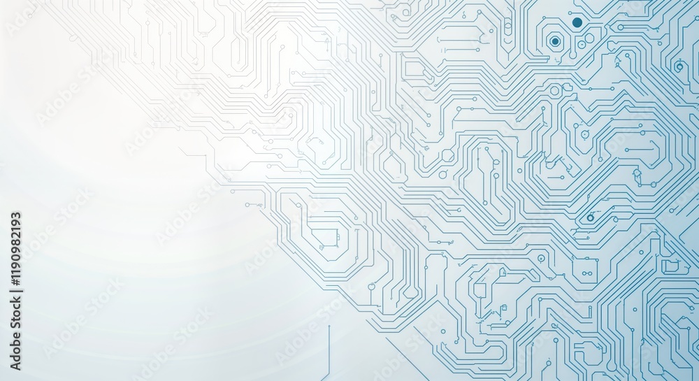 Poster abstract tech pattern shows complex circuit board design. minimalist style design evokes digital inf