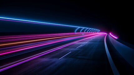 high speed light trails abstract background, technology wallpaper, neon glowing light motion effect, futuristic cyber tech backdrop