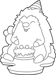 Hedgehog Birthday Cake Animal Vector Graphic Art Illustration