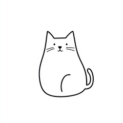 Obraz premium Cute Cat Sitting Alone Indoors, Calm, Drawing for Design