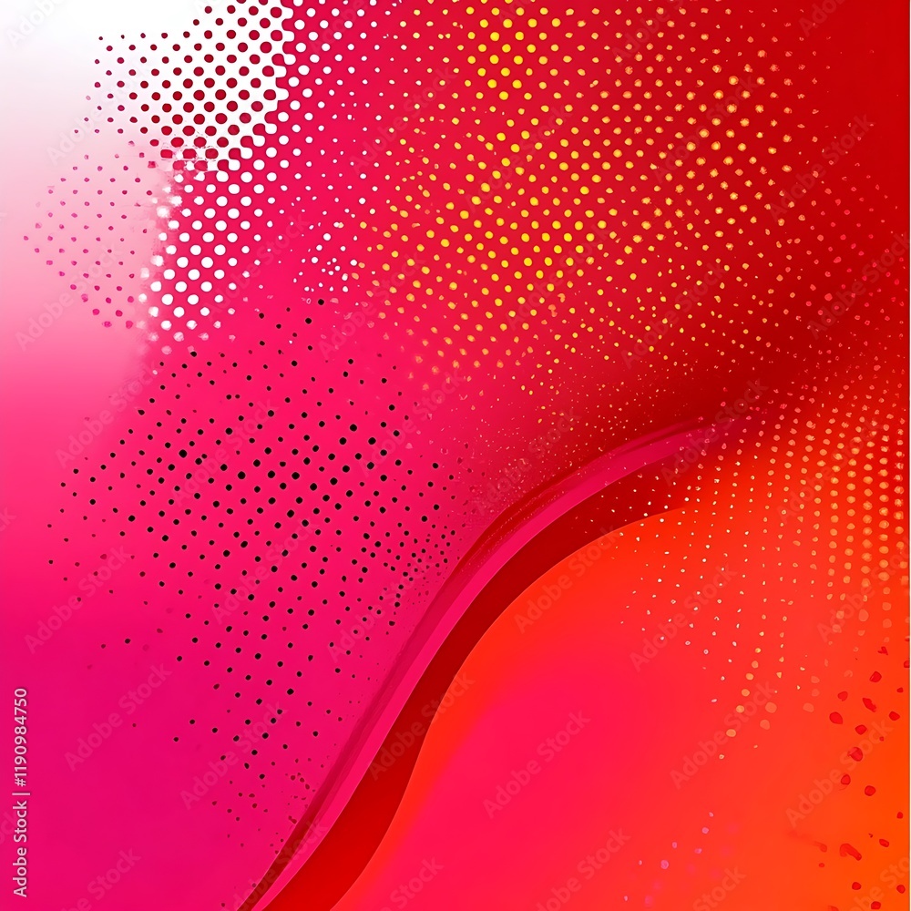 Aufkleber Abstract pink red gradient background with halftone dots and curve