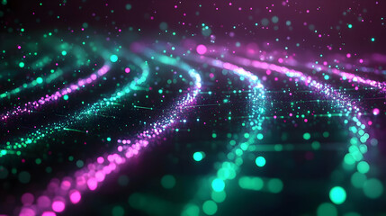 Obraz premium Abstract Glowing Particles Swirling in Pink and Teal Hues