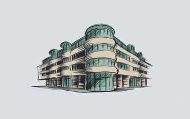 Modern building sketch showcasing unique architectural design