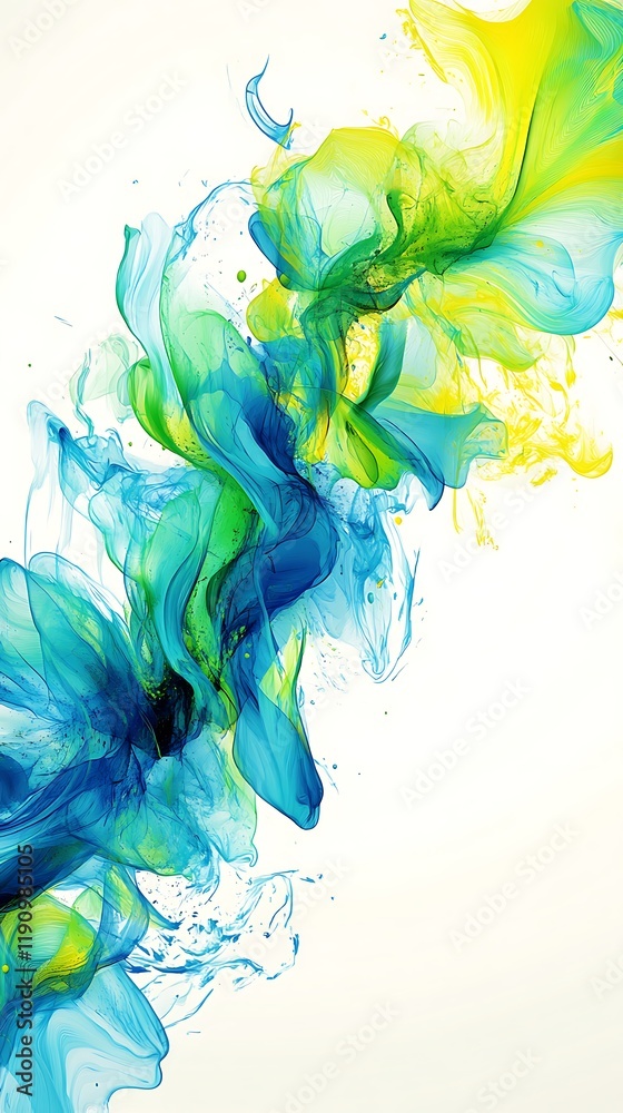 Poster abstract colorful smoke swirls on white backdrop for creative projects