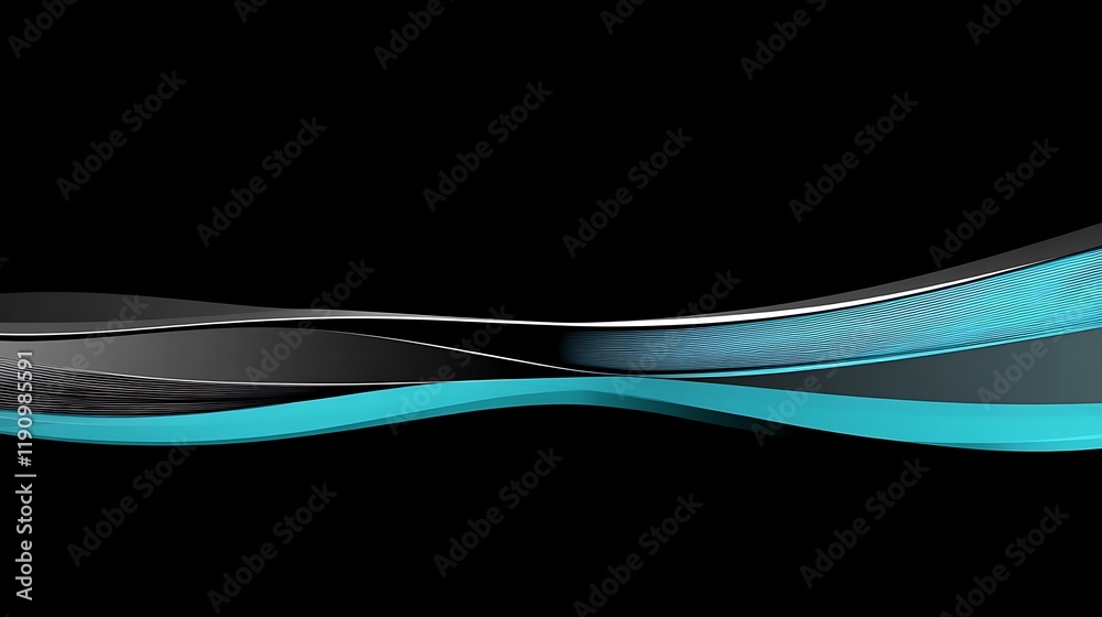 Aufkleber abstract blue and black wave design on a dark background for modern projects