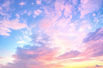 Obraz premium 美しくファンタジックなピンクとブルーの空と雲