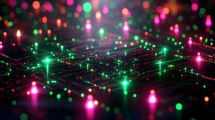 Fototapeta premium Abstract glowing network data connections digital illustration