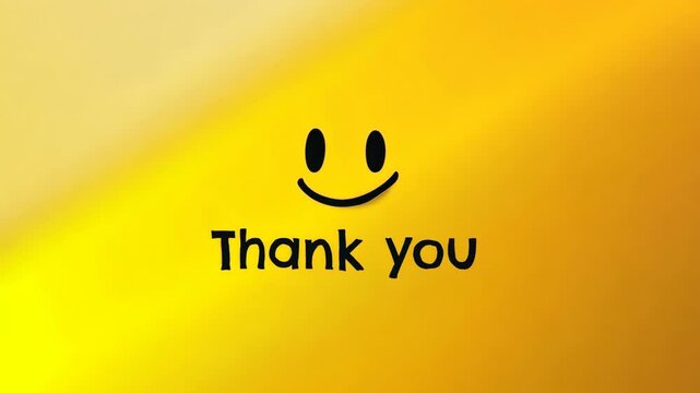 Thank You Message with Smiling Face on Vibrant Yellow Background for Gratitude Concept
