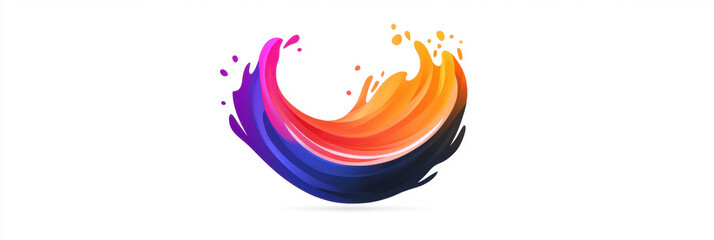 Naklejka premium vibrant abstract splash of colors, blending shades of purple, orange, and red, creates dynamic and energetic design on white background
