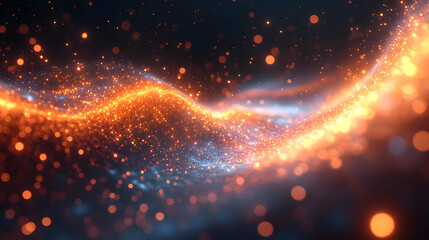 Abstract Glowing Wave of Orange and Blue Particles: Dynamic Energy Background