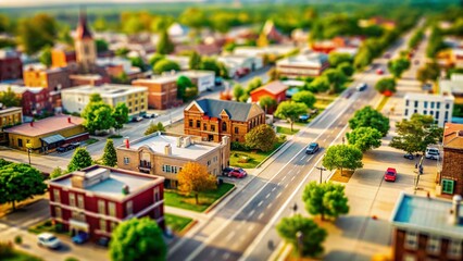 Retro Macy, Indiana City Map: Vintage Street Plan, Tilt-Shift Miniature