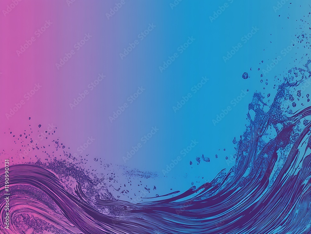 Poster abstract colorful wave splash on gradient background, ideal for digital art