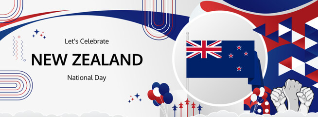 New Zealand Waitangi Day greeting banner. 6th February Happy New Zealand National Day. Holidays illustration concept. Great for event like carnival, feast poster, support, culture and tourism