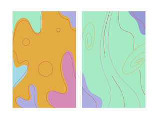 Vector abstract background with spots and curves. Set