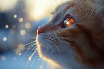 Dreamy Cat Gazing at Starry Sky - Surreal Magic and Wonder of Nature