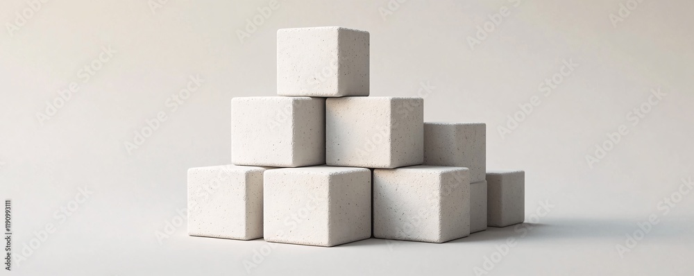 Aufkleber white concrete cubes forming a pyramid on empty background