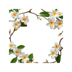 Fototapeta premium Plumeria Flower Frame Tropical Floral Border Design