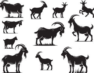 goat silhouette collection, vector illustration 1