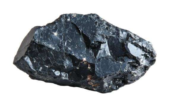 Black meteorite rock on transparent or white background,png