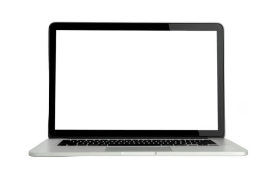 Isolated laptop mockup without background with blank screen. Stock royalty free