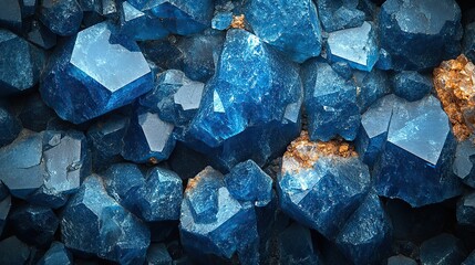 Textured blue crystal mineral stones create a seamless background, displaying the beauty of precious and semi-precious stones