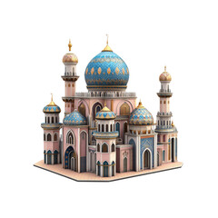Obraz premium Majestic Pink and Blue Mosque 3D Render - Islamic Architecture