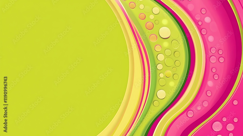 Poster abstract green pink wave background design with circles for presentations