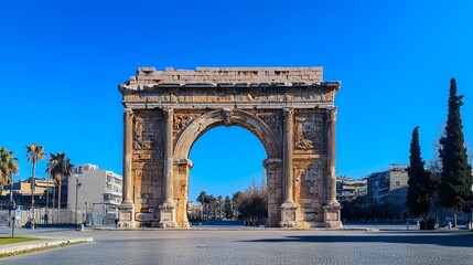 Obraz premium Ancient Archway in a Sunny Cityscape