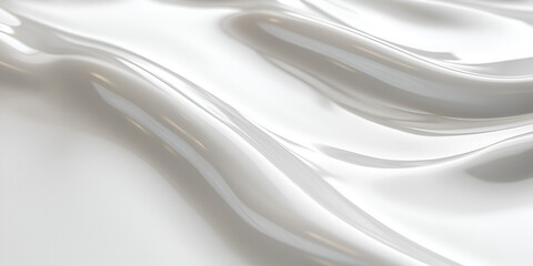 Obraz premium Fluid White Drape: Abstract close-up of a smooth, flowing white fabric or liquid, creating elegant curves and reflections. The image evokes a sense of luxury, serenity, and purity. 