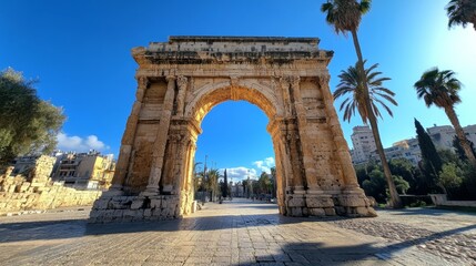 Ancient Archway in a Sunny Cityscape