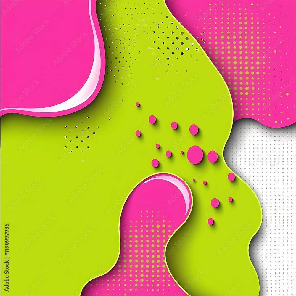 Aufkleber abstract pink and green layered background with dots