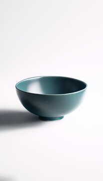 Blue ceramic bowl, Empty bowl or cup isolated on white background with clipping path, Side view