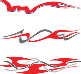 Vector tribal flames with stripes, creative designs for vehicle vinyl decals and wraps. Ready-to-cut graphics, great for cars, sport vehicles, ATVs, trucks, motors and bikes.