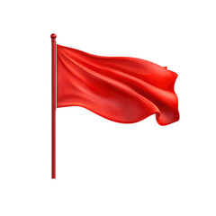 Red Flag Waving in the Wind - Isolated on Transparent background