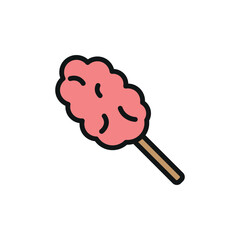 Cotton candy icon featuring a vibrant and whimsical style, ideal for adding a fun and nostalgic touch to party, festival, or confectionery-related designs